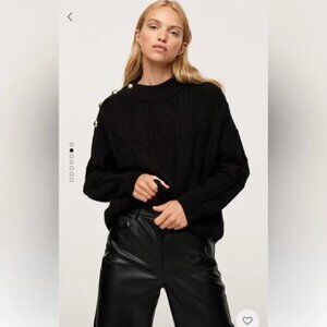 MANGO Buttoned Knit Braided Sweater XS